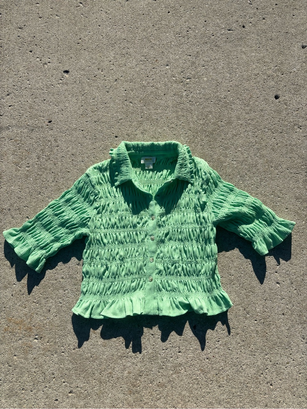 Maeve by Anthropologie Smocked Button-Front Top | Size Small | Mint Green 🌿